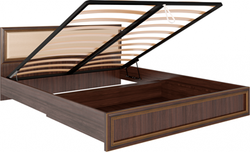 Двуспальная кровать с механизмом Беатрис М11 с мягким изголовьем (Орех Гепланкт) в Чите