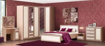 Модульная спальня Камелия, шимо светлый/белый кожзам в Чите