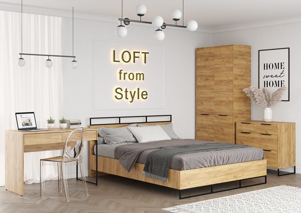 Набор мебели для спальни Loft, Дуб крафт золотой в Чите - изображение