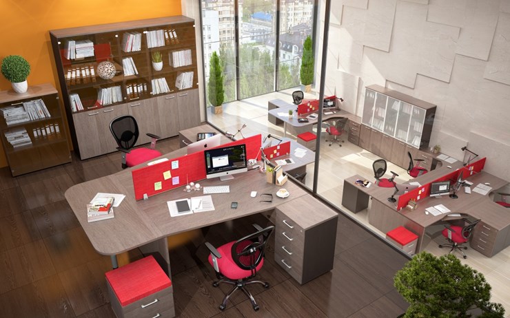Мебель для персонала Xten с большим шкафом для документов для 2 сотрудников в Чите - изображение 3