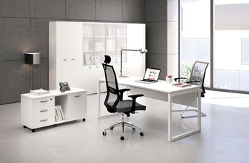 Офисный комплект мебели А4 (металлокаркас QUATTRO) белый премиум / металлокаркас белый в Чите - предосмотр 1