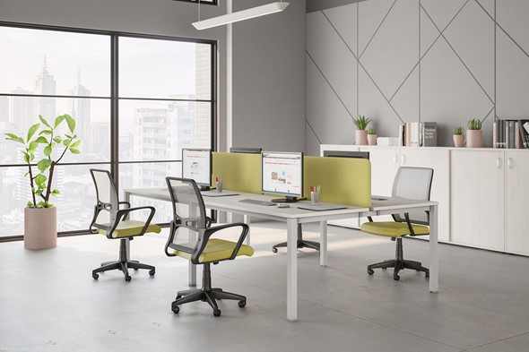 Комплект офисной мебели Комфорт КФ (белый премиум) на белом металокаркасе в Чите - изображение
