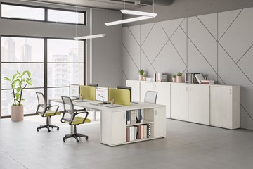 Набор мебели в офис Комфорт КФ (белый премиум) на сером металокаркасе в Чите