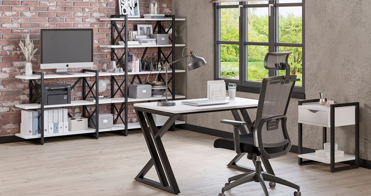 Набор мебели в офис Loft Белый/Черный металл в Чите - изображение