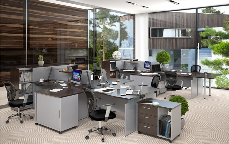 Офисный набор мебели OFFIX-NEW для двух сотрудников и руководителя в Чите - изображение 1