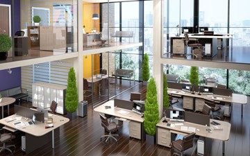 Офисный комплект мебели Xten в опенспэйс для четырех сотрудников в Чите