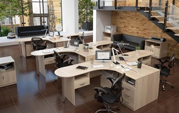 Комплект офисной мебели SIMPLE с эргономичными столами и тумбами в Чите - предосмотр