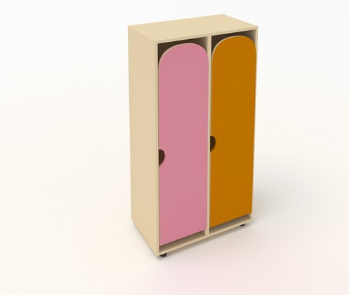 Детский распашной шкаф ШГ2 Беж+Оранжевый+Розовый в Чите - изображение