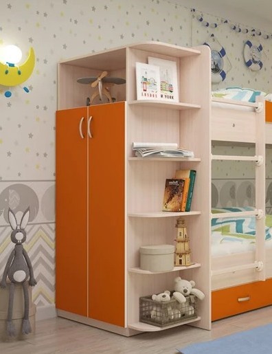 Детский шкаф Мая корпус Млечный дуб, фасад Оранжевый в Чите - изображение 1