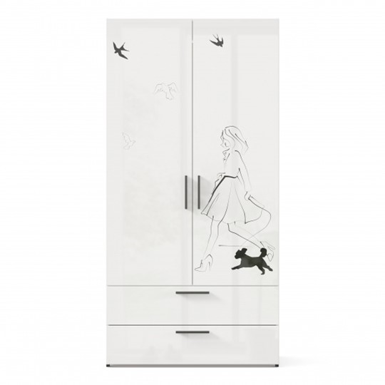 Двухстворчатый шкаф комбинированный Джоли ЛД 535.040, Серый шелк в Чите - изображение 1
