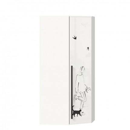 Шкаф распашной угловой Джоли 45 ЛД 535.030, Серый шелк в Чите - изображение