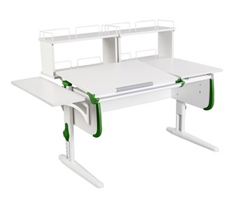 Детский стол-трансформер 1/75-40 (СУТ.25) + Polka_b 1/550 + Polka_zz 1/600 (2 шт.) белый/белый/Зеленый в Чите