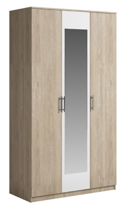 Шкаф 3 двери Светлана, с зеркалом, белый/дуб сонома в Чите - изображение
