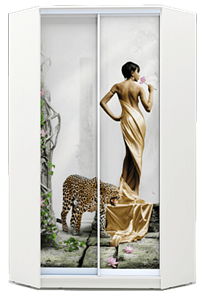 Шкаф 2300х1103, ХИТ У-23-4-77-03, Девушка с леопардом, белая в Чите