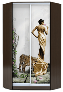 Угловой шкаф 2400х1103, ХИТ У-24-4-77-03, Девушка с леопардом, венге в Чите
