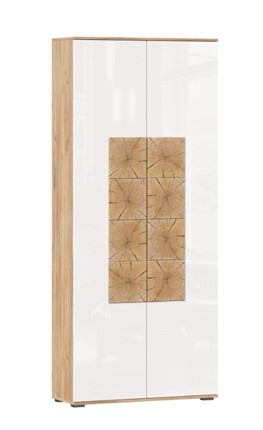 Шкаф двухстворчатый Фиджи с декоративными накладками 659.310, Дуб Золотой/Белый в Чите - изображение