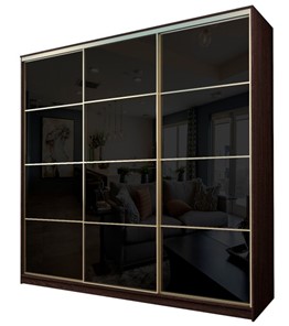 Шкаф 3-х дверный MAX МШ-25-6-24/2-222, Профиль Золото/Цвет Венге/Oraclal черного цвета в Чите