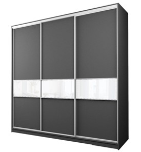 Шкаф 3-х дверный MAX МШ-27-6-24-999, Профиль Белый/Цвет Графит/с белой пленкой Oracal в Чите - предосмотр