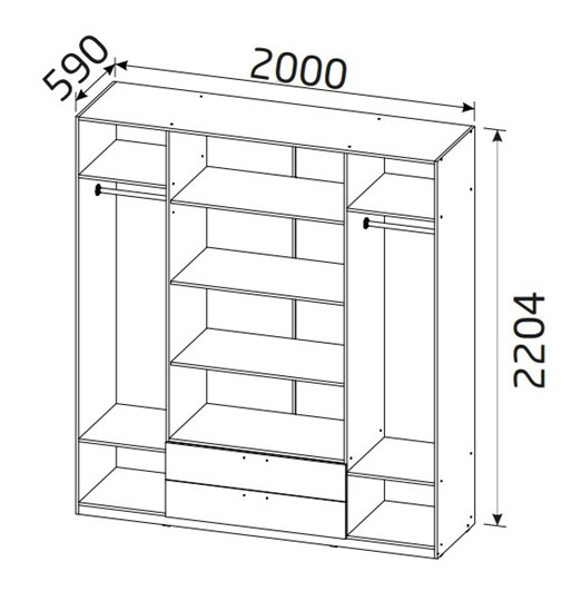 Распашной шкаф 4-х дверный Вега с 2 ящиками в Чите - изображение 1