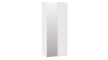Шкаф с 1 глухой и 1 зеркальной дверями Порто (580) СМ-393.07.005 (Белый жемчуг/Белый софт) в Чите