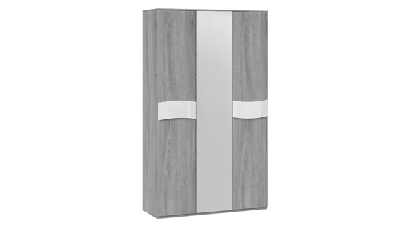 3-створчатый шкаф Миранда (Дуб Гамильтон/Белый глянец) в Чите - изображение