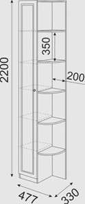 Угловой шкаф-стеллаж Беатрис М13 левый (Орех Гепланкт) в Чите - предосмотр 3