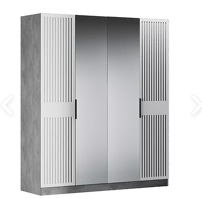 Шкаф 4-дверный Бержер, 2 двери глухие + 2 шт с зеркалом в Чите - изображение