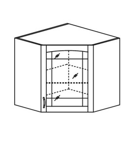 Шкаф кухонный Кантри настенный угловой со вставкой из стекла 918*600*600 мм в Чите
