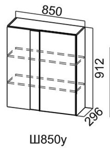 Навесной кухонный шкаф Модус, Ш850у/912, цемент темный в Чите