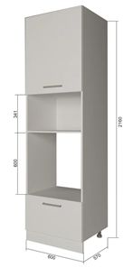 Кухонный шкаф-пенал П7 3, МДФ Софт бирюза/Белый в Чите