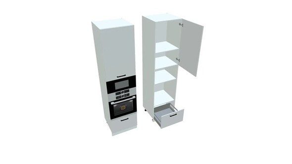 Шкаф-пенал на кухню П9 3, Белое гладкое Ламарти/Белый в Чите - изображение