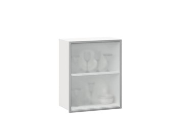Шкаф кухонный 600, Шервуд, со стеклом правый, ЛД 281.352.000.116, белый/серый в Чите