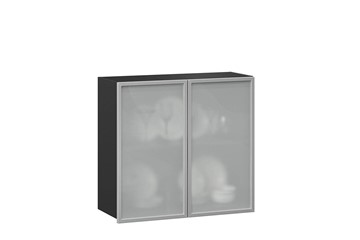 Шкаф на кухню 800, Шервуд, со стеклом ЛД 281.361.000.030, серый/черный в Чите