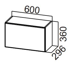 Навесной кухонный шкаф Стайл, ШГ600/360 горизонтальный, МДФ в Чите - предосмотр