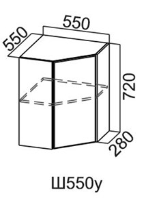 Кухонный навесной шкаф угловой, Модус, Ш550у/720, цемент светлый в Чите - предосмотр