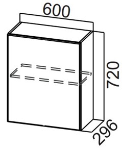 Навесной кухонный шкаф Стайл, Ш600/720(1ств), МДФ в Чите