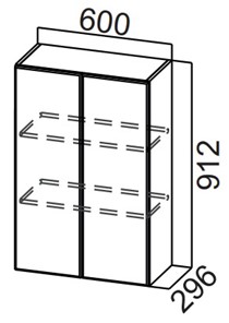 Шкаф навесной на кухню Стайл, Ш600/912, МДФ в Чите