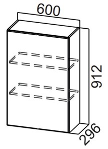 Навесной кухонный шкаф Стайл, Ш600/912(1ств), МДФ в Чите