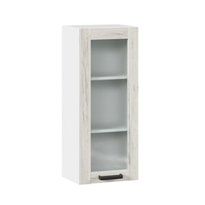 Шкаф кухонный 400 высокий со стеклом Винченца ЛД 234.420.000.036, Белый/Дуб Крафт белый в Чите