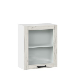 Кухонный шкаф 600 со стеклом Винченца ЛД 234.350.000.031, Белый/Дуб Крафт белый в Чите