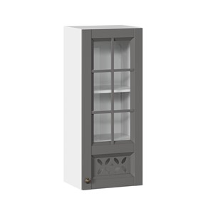 Шкаф кухонный Амели-3 400 высокий со стеклом ЛД 299.420.000.040, Белый/Оникс серый в Чите