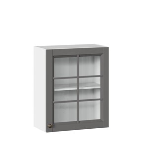 Кухонный шкаф Амели-3 600 со стеклом ЛД 299.350.000.030, Белый/Оникс серый в Чите