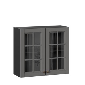 Кухонный шкаф Амели-3 800 со стеклом ЛД 299.360.000.036, Черный/Оникс серый в Чите