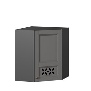 Навесной кухонный шкаф Амели-3 угловой 600 ЛД 299.610.000.056, Черный/Оникс серый в Чите