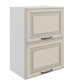 Шкаф кухонный Атланта L500 Н720 (2 дв. гл. гориз.) эмаль (белый/сливки патина платина) в Чите