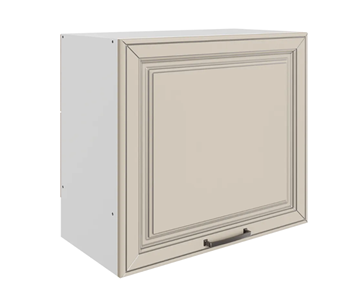 Кухонный навесной шкаф Атланта L600 Н566 (1 дв. гл.) эмаль (белый/сливки патина платина) в Чите - предосмотр