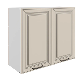 Кухонный шкаф Атланта L800 Н720 (2 дв. гл.) эмаль (белый/сливки патина платина) в Чите