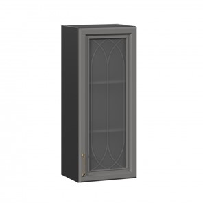 Кухонный шкаф Джелатто 400 высокий со стеклом ЛД 241.420.000.152, Черный/Оникс серый в Чите