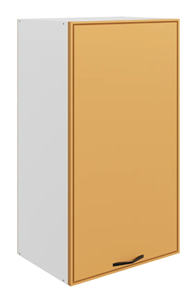 Шкаф настенный Монако L450 Н900 (1 дв. гл.), белый/охра матовый в Чите
