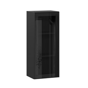 Кухонный шкаф высокий со стеклом 400 Индиго ЛД 298.420.000.068, Чёрный/Чёрный в Чите